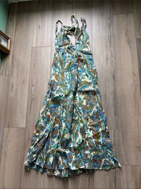 House of Harlow Floral Maxi Dress in Green and Blue